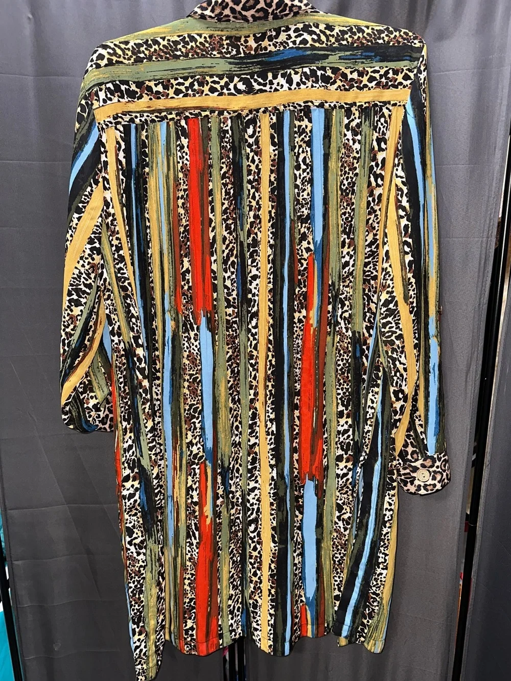 John Mark Multi Color Leopard Animal Print Button Down Tunic XL Maximalist - Picture 3 of 16